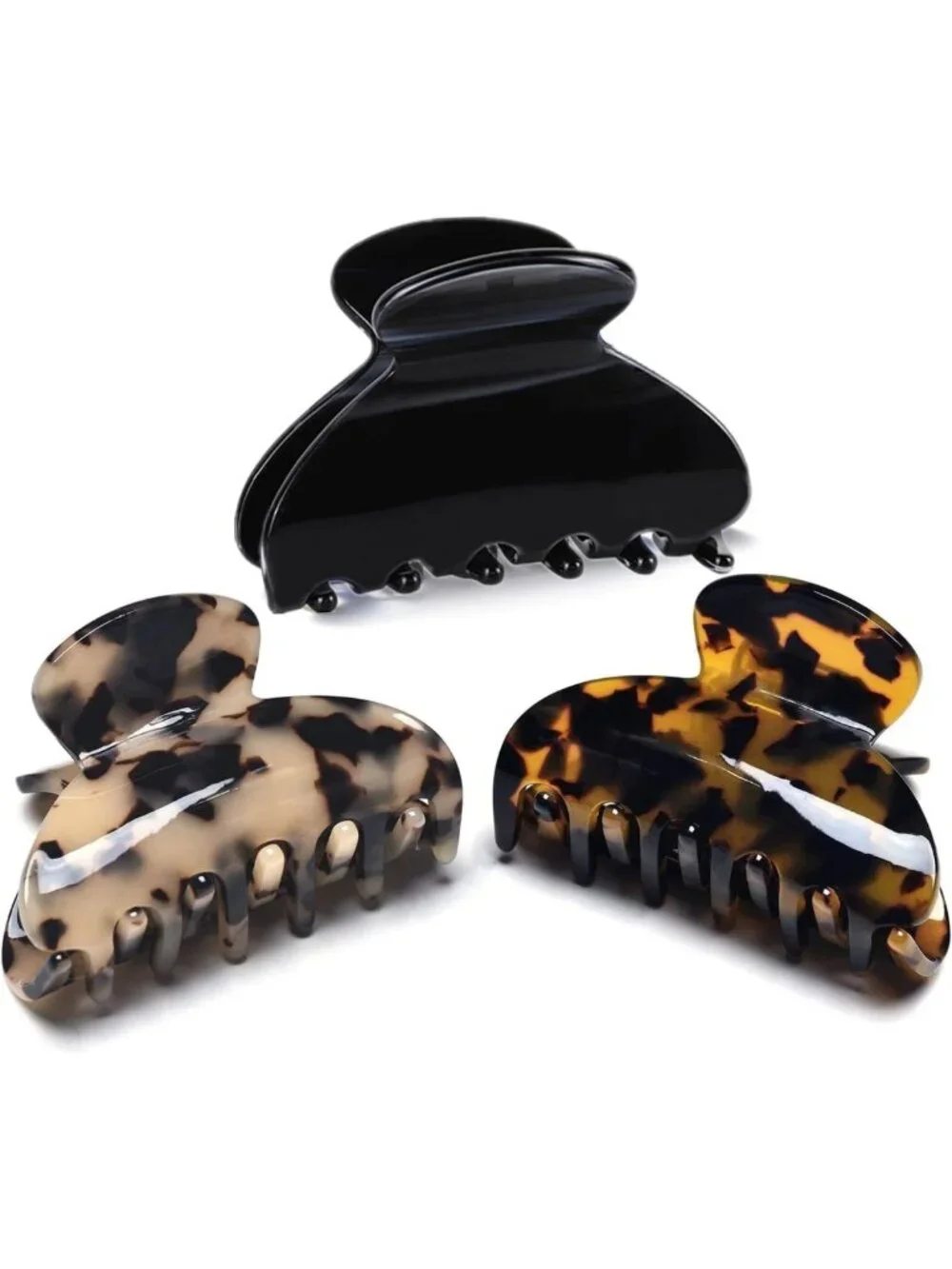 Tortoise & Leopard Print Medium Hair Claw Clips for Women - 3 Pack Hair